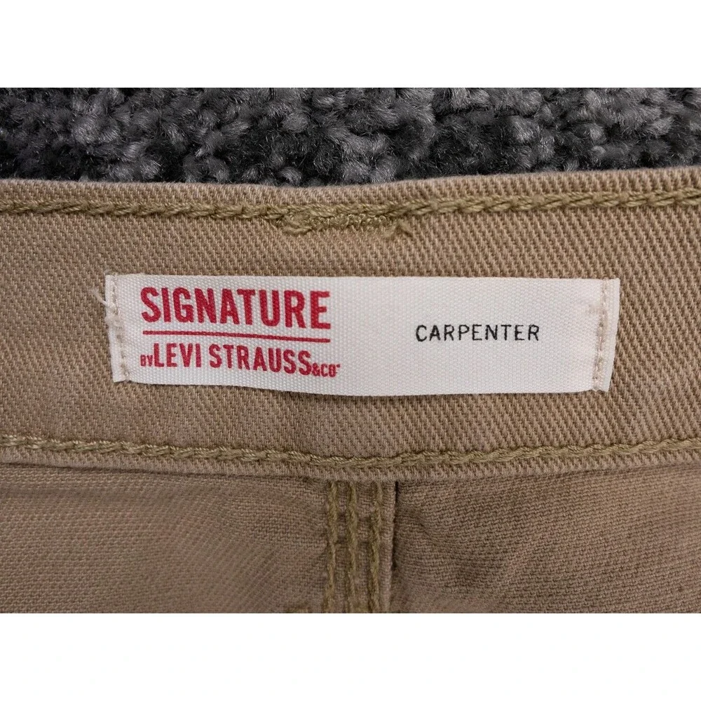 Levis Carpenter Pants Mens 38x30 Tag 38x32 Khaki Signature Levi Strauss Workwear